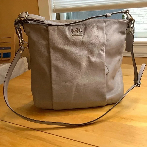 COACH Pebble Grey Madison Isabelle Leather Bag - Picture 2 of 16